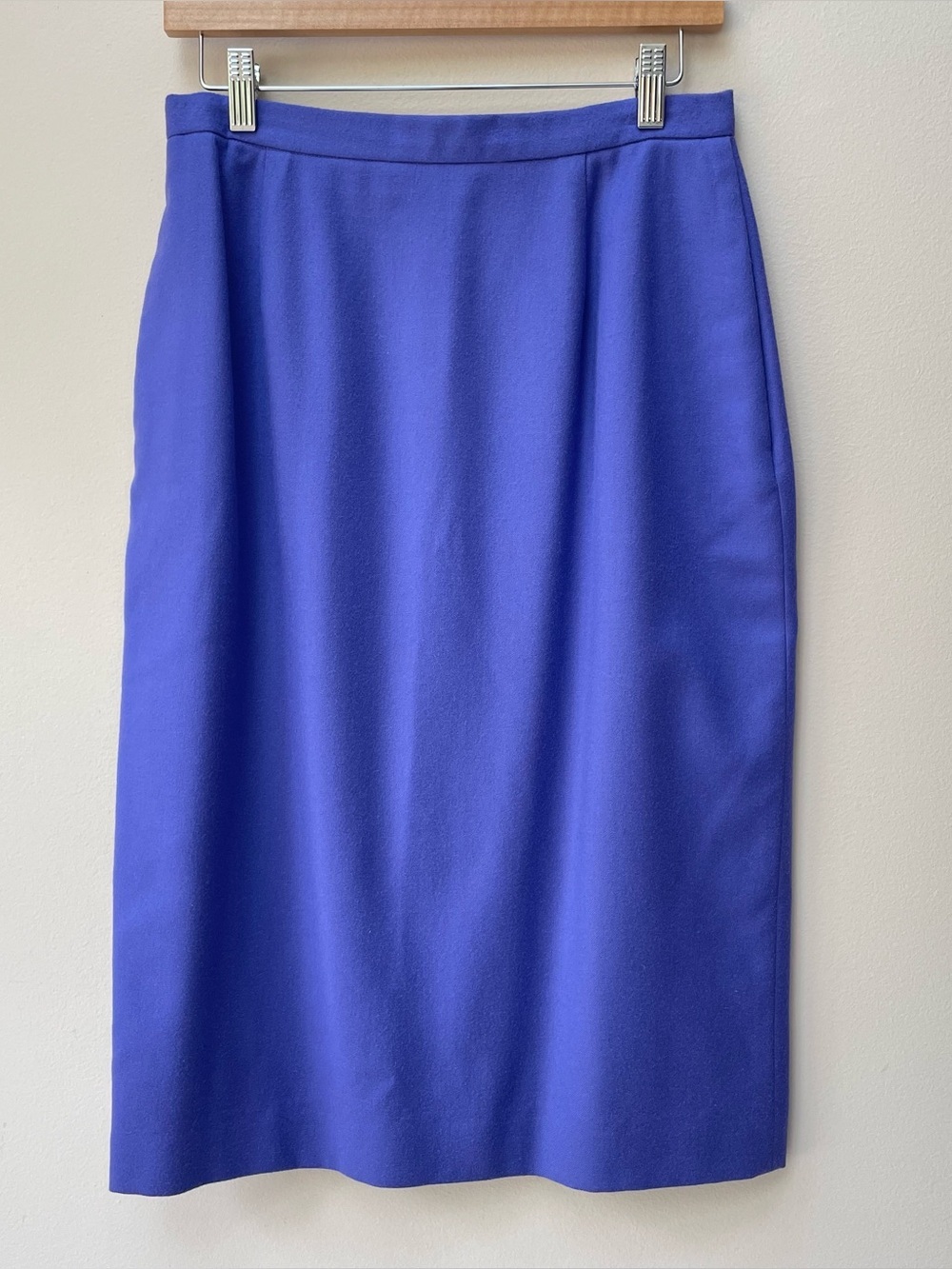VTG Christian Dior 100% Worsted Wool Light Purple Blue Pencil Skirt Size 12